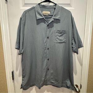Tommy Bahama Original Fit Men's XL Silk Short Sleeve Button Down Shirt Grey